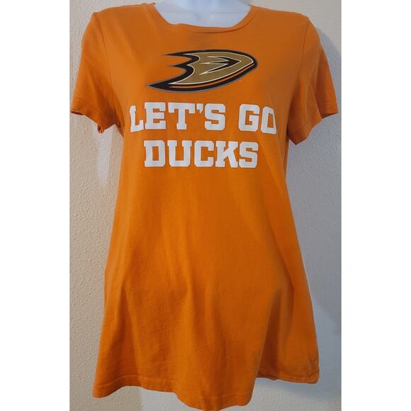 Rinky Orange Let's Go Ducks Anaheim Hockey Women's Shirt Large Short Sleeve - Picture 1 of 6